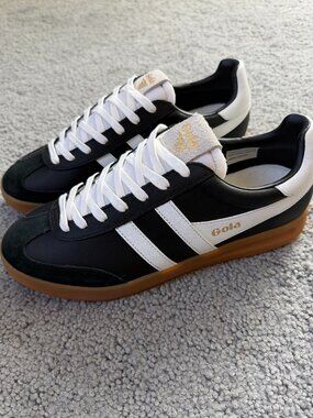 Gola Cyclone Leather Sneakers - Men's Sz. 11 - New Without Box - Black White Gum